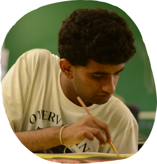 Artists creating in residence studio